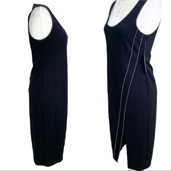 NEW Rachel Roy Midi Sheath Dress Black Sleeveless Contrast Stitching Sz M - Picture 5 of 16